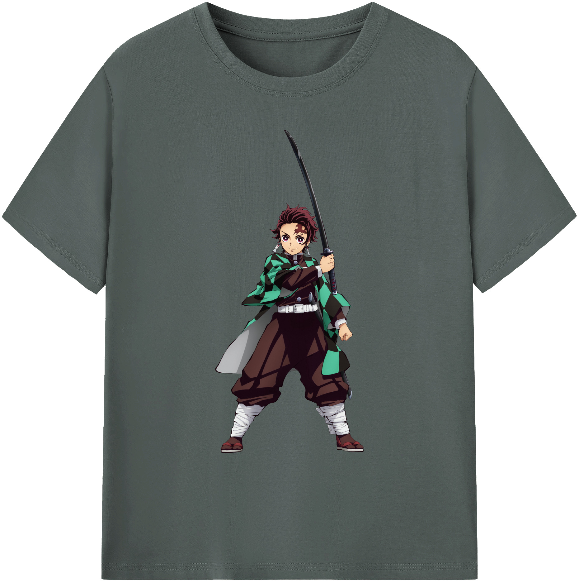 （画像用） 鬼滅の刃 竈門 炭治郎／かまど たんじろう Kamado Tanjirou 綿100％ メンズ半袖Tシャツ｜肌触りやわらか＆通気性